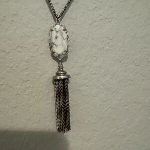 Long silver and white Kendra Scott pendant necklace